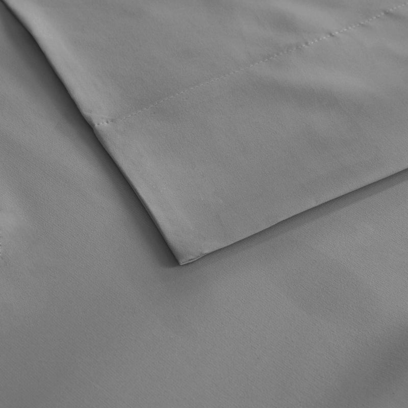 Sleep Philosophy Smart Cool Microfiber Moisture-Wicking Breathable 4 Piece Cooling Sheet Set, Queen Size, Grey (SHET20-962) - Image 5